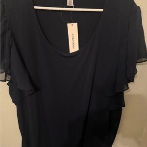 Calvin Klein Women's Ruffle Sleeve Top